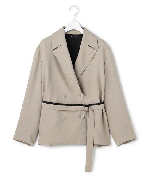 L size ONWARD(大きいサイズ) / エルサイズオンワード その他アウター | 【WEB＆一部店舗限定】 SerikaWorsted トレンチ型ショートコート（ベージュカーキ）