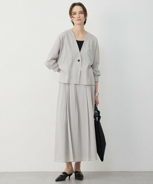 L size ONWARD(大きいサイズ) / エルサイズオンワード ノーカラージャケット | ハイツイストドライメッシュ ノーカラージャケット | 詳細1