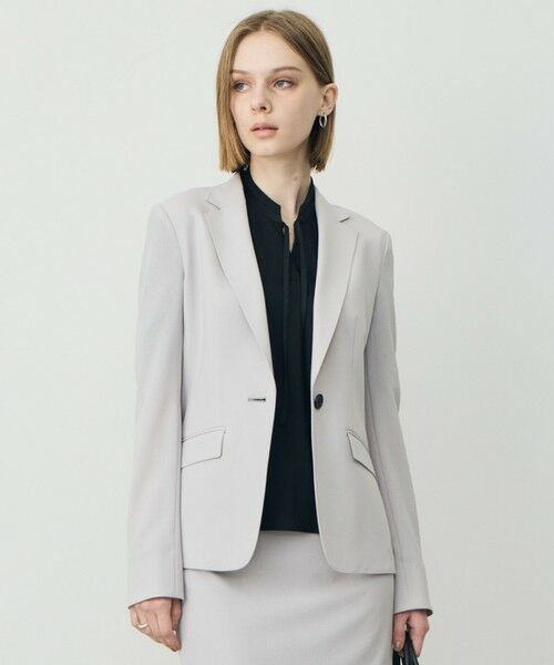 L size ONWARD(大きいサイズ) / エルサイズオンワード テーラードジャケット | レーヨンライクトロ テーラードジャケット（ライトグレー）