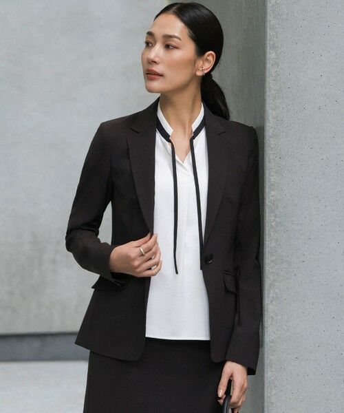 L size ONWARD(大きいサイズ) / エルサイズオンワード テーラードジャケット | レーヨンライクトロ テーラードジャケット（チャコール）