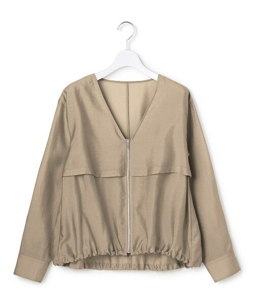 L size ONWARD(大きいサイズ) / エルサイズオンワード ブルゾン | 【WEB限定カラーあり】 リヨセルナイロンワッシャー Vネックブルゾン(クリームブラウン)