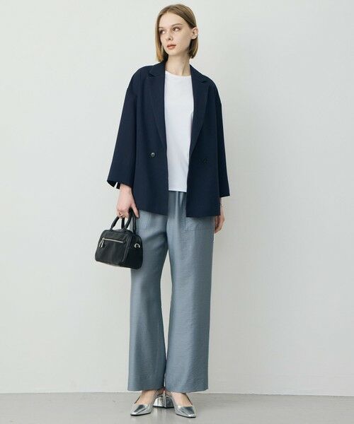 L size ONWARD(大きいサイズ) / エルサイズオンワード テーラードジャケット | ドライアセテートスラブ 8分袖ジャケット | 詳細6