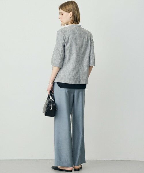 L size ONWARD(大きいサイズ) / エルサイズオンワード ノーカラージャケット | ストレッチMIXツイード 半袖ジャケット | 詳細6