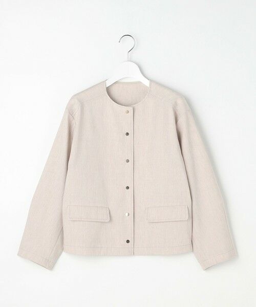 L size ONWARD(大きいサイズ) / エルサイズオンワード ノーカラージャケット | 【カタログ掲載・セットアップ対応】リネンストレッチノーカラー ジャケット | 詳細5