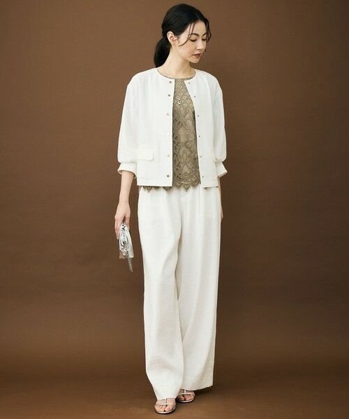 L size ONWARD(大きいサイズ) / エルサイズオンワード ノーカラージャケット | 【カタログ掲載・セットアップ対応】リネンストレッチノーカラー ジャケット | 詳細7