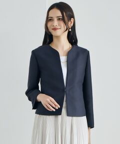 L size ONWARD(大きいサイズ) / エルサイズオンワード ノーカラージャケット | ライトダブルクロス ジャケット