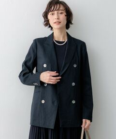 L size ONWARD(大きいサイズ) / エルサイズオンワード その他アウター | 【CanCam掲載】リネンレーヨンストレッチ ダブルジャケット