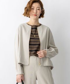 L size ONWARD(大きいサイズ) / エルサイズオンワード その他アウター | リネンレーヨンストレッチ ノーカラー ブルゾン