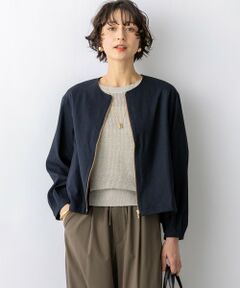 L size ONWARD(大きいサイズ) / エルサイズオンワード その他アウター | リネンレーヨンストレッチ ノーカラー ブルゾン