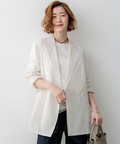 L size ONWARD(大きいサイズ) / エルサイズオンワード その他アウター | 【見上愛さん着用】ナイロンコットンシアーボイル ダブルジャケット