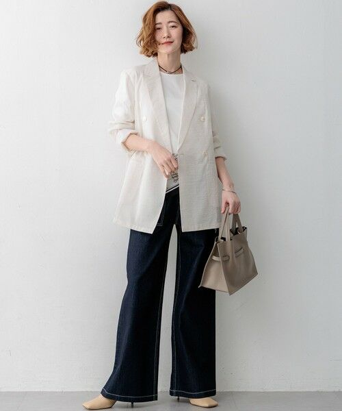 L size ONWARD(大きいサイズ) / エルサイズオンワード その他アウター | 【見上愛さん着用】ナイロンコットンシアーボイル ダブルジャケット | 詳細1