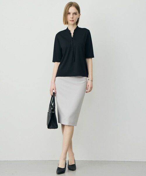 L size ONWARD(大きいサイズ) / エルサイズオンワード カットソー | スパンプラチナムジョーゼット ナロータイカットソー | 詳細13