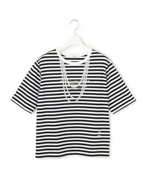 L size ONWARD(大きいサイズ) / エルサイズオンワード カットソー | 【30th ANNIVERSARY】 PARIS ボーダーTシャツ（ブラック×オフホワイト）