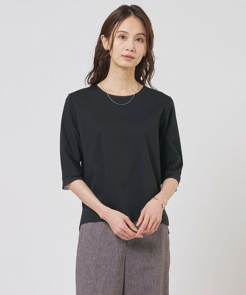 L size ONWARD(大きいサイズ) / エルサイズオンワード カットソー | スムースジャージー カットソー（ブラック系）