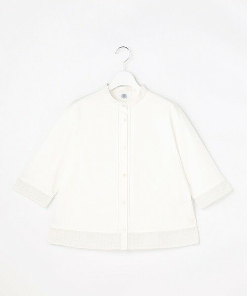 L size ONWARD(大きいサイズ) / エルサイズオンワード カットソー | エンブロコンビ シャツジャージー バンドカラー カットソー | 詳細3