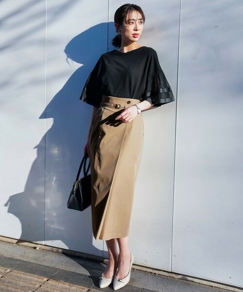 L size ONWARD(大きいサイズ) / エルサイズオンワード カットソー | ゆるVネックチュールフリル袖 プルオーバー | 詳細7