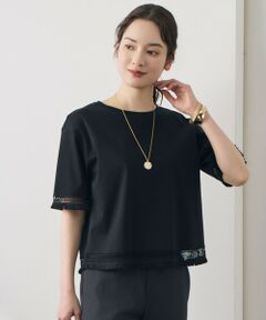 L size ONWARD(大きいサイズ) / エルサイズオンワード カットソー | 【SHIHOさん着用】コンパクトハイゲージフリンジ Tシャツ