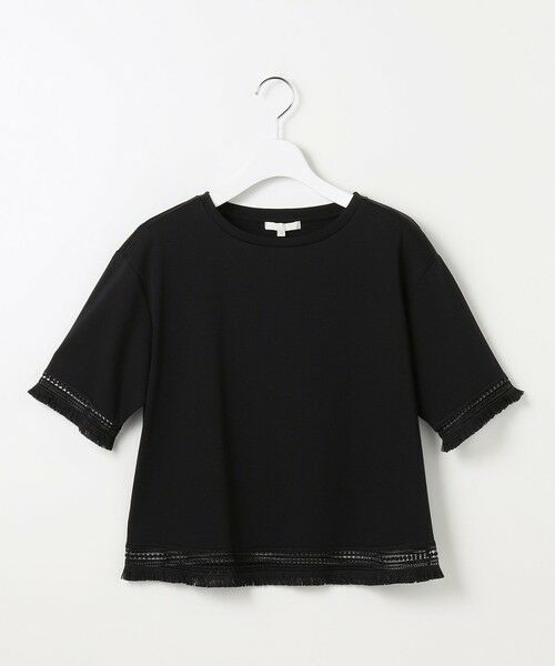 L size ONWARD(大きいサイズ) / エルサイズオンワード カットソー | 【SHIHOさん着用】コンパクトハイゲージフリンジ Tシャツ | 詳細16