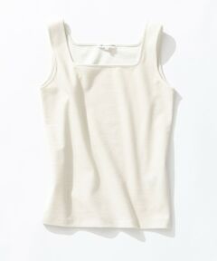 L size ONWARD(大きいサイズ) / エルサイズオンワード タンクトップ | シャイニーリブ スクエアネック タンクトップ
