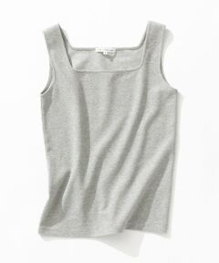 L size ONWARD(大きいサイズ) / エルサイズオンワード タンクトップ | シャイニーリブ スクエアネック タンクトップ