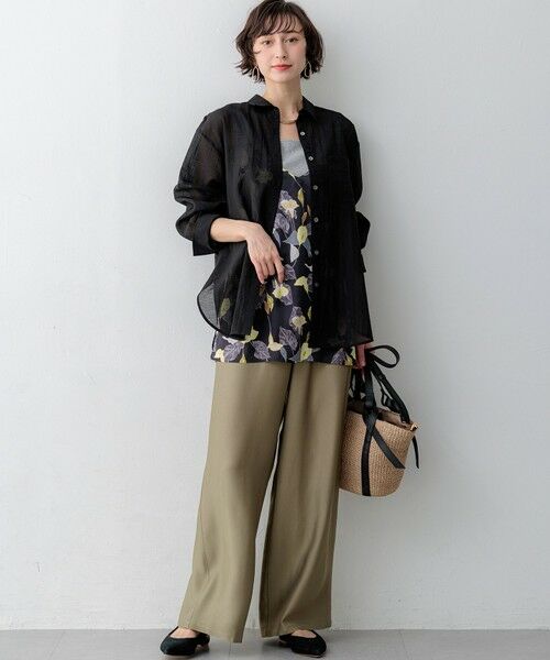 L size ONWARD(大きいサイズ) / エルサイズオンワード タンクトップ | シャイニーリブ スクエアネック タンクトップ | 詳細7