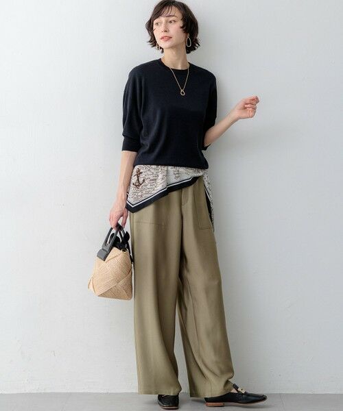 L size ONWARD(大きいサイズ) / エルサイズオンワード カットソー | スカーフコンビジャージー ウエストデザイン カットソー | 詳細3