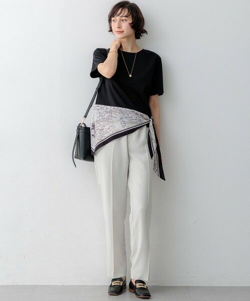 L size ONWARD(大きいサイズ) / エルサイズオンワード カットソー | スカーフコンビジャージー ウエストデザイン カットソー | 詳細12