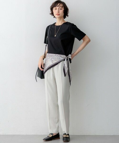 L size ONWARD(大きいサイズ) / エルサイズオンワード カットソー | スカーフコンビジャージー ウエストデザイン カットソー | 詳細13