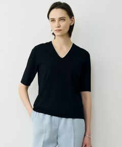 L size ONWARD(大きいサイズ) / エルサイズオンワード ニット・セーター | 【WEB限定カラーあり】 シンセティックハイゲージ 半袖Vネックニット