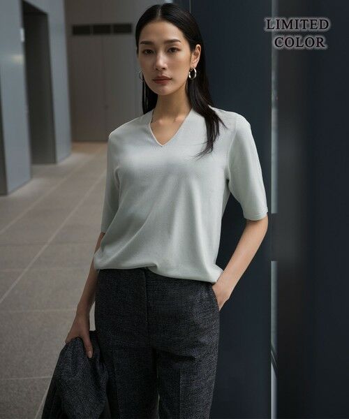 L size ONWARD(大きいサイズ) / エルサイズオンワード ニット・セーター | 【WEB限定カラーあり】 シンセティックハイゲージ 半袖Vネックニット | 詳細8