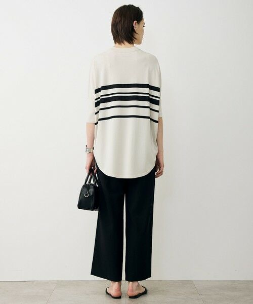 L size ONWARD(大きいサイズ) / エルサイズオンワード ニット・セーター | VIS/NYハイゲージランダムボーダー 半袖ニット | 詳細2