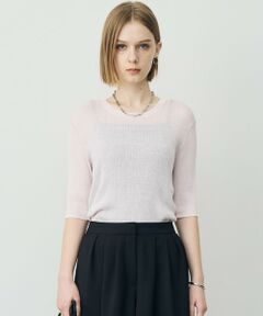 L size ONWARD(大きいサイズ) / エルサイズオンワード ニット・セーター | リネンブレンドシアー クルーネックリブニット