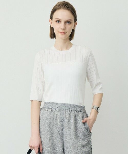 L size ONWARD(大きいサイズ) / エルサイズオンワード ニット・セーター | レースパターン ニット（オフホワイト）