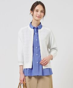 L size ONWARD(大きいサイズ) / エルサイズオンワード ブルゾン | Lace Jacquard ニット ブルゾン