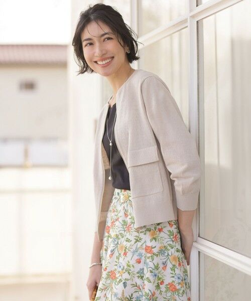 L size ONWARD(大きいサイズ) / エルサイズオンワード ブルゾン | LINEN COTTON BLEND ニット ブルゾン | 詳細6