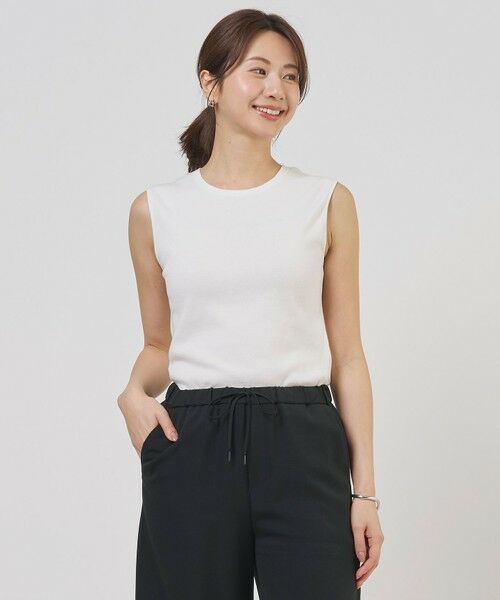 L size ONWARD(大きいサイズ) / エルサイズオンワード タンクトップ | FINE COTTON SLEEVELESS タンクトップ（オフホワイト系）