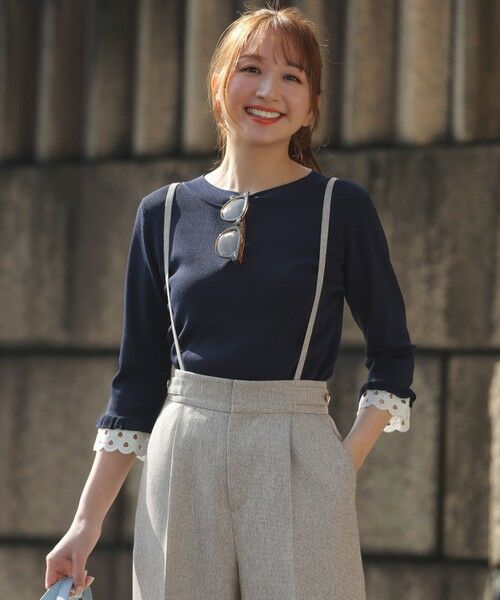 L size ONWARD(大きいサイズ) / エルサイズオンワード ニット・セーター | 【好印象ブライトニット】レースポイント プルオーバー | 詳細13