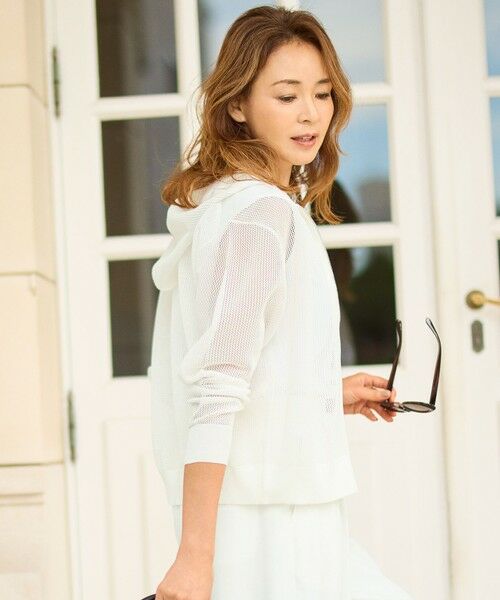 L size ONWARD(大きいサイズ) / エルサイズオンワード パーカー | 【SHIHOさん着用】ライトメッシュジップ パーカー（オフホワイト）