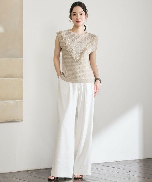 L size ONWARD(大きいサイズ) / エルサイズオンワード ベスト | 【SHIHOさん着用】リネンフリンジ ベスト | 詳細4