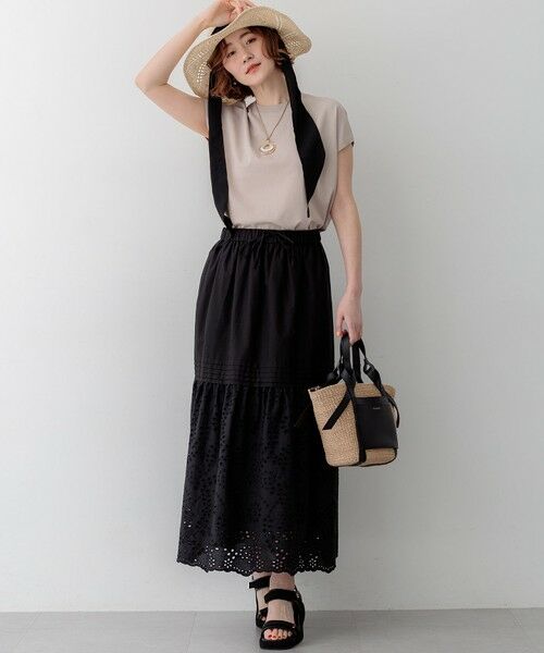 L size ONWARD(大きいサイズ) / エルサイズオンワード ニット・セーター | レーヨンポリエステルストレッチ フレンチスリーブ ニット | 詳細9