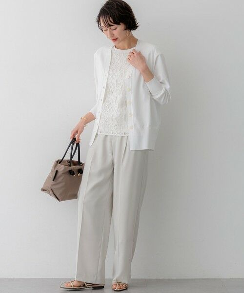 L size ONWARD(大きいサイズ) / エルサイズオンワード カーディガン・ボレロ | レーヨンポリエステルストレッチ Vネック カーディガン | 詳細4