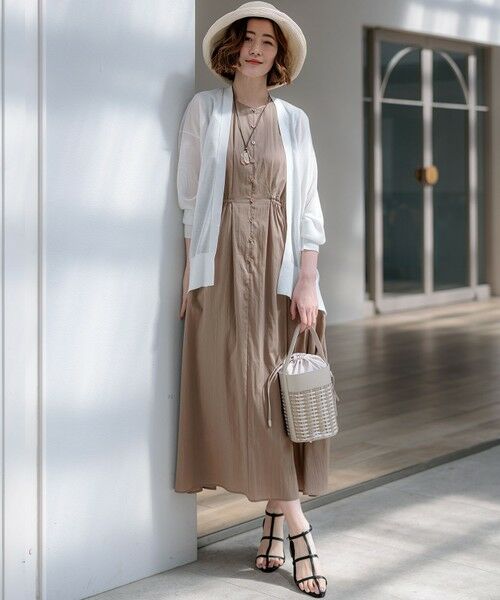 L size ONWARD(大きいサイズ) / エルサイズオンワード カーディガン・ボレロ | シャイニーシアー フロントオープン カーディガン | 詳細5