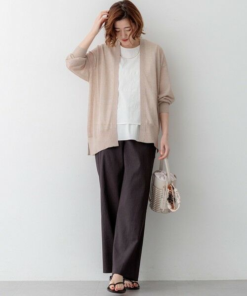 L size ONWARD(大きいサイズ) / エルサイズオンワード カーディガン・ボレロ | シャイニーシアー フロントオープン カーディガン | 詳細9