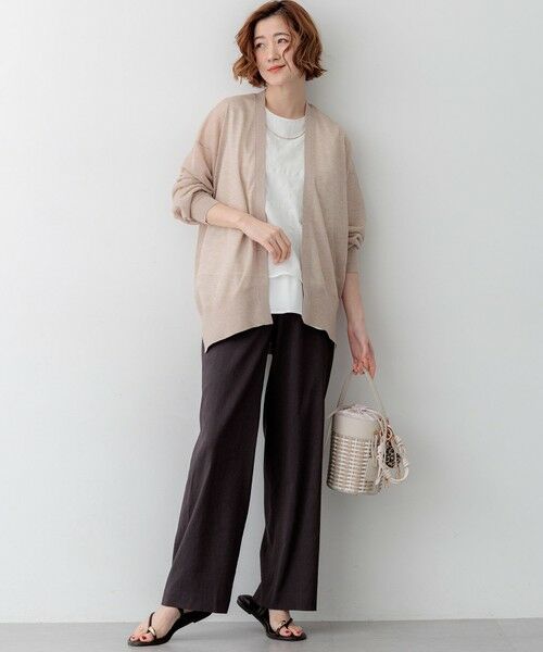 L size ONWARD(大きいサイズ) / エルサイズオンワード カーディガン・ボレロ | シャイニーシアー フロントオープン カーディガン | 詳細10