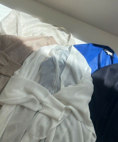 L size ONWARD(大きいサイズ) / エルサイズオンワード カーディガン・ボレロ | シャイニーシアー フロントオープン カーディガン | 詳細10