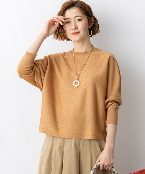 L size ONWARD(大きいサイズ) / エルサイズオンワード ニット・セーター | 【一部先行予約】シャイニーシアー ドルマン ニット（キャメル系）