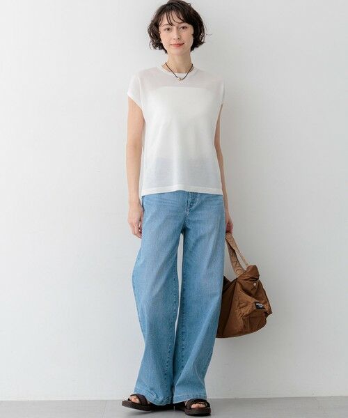 L size ONWARD(大きいサイズ) / エルサイズオンワード ニット・セーター | シャイニーシアー ノースリーブ ニット | 詳細3