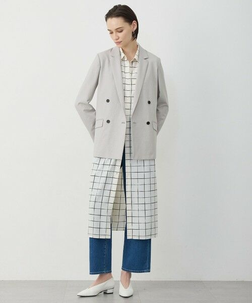 L size ONWARD(大きいサイズ) / エルサイズオンワード ミニ丈・ひざ丈ワンピース | 【30th ANNIVERSARY】 ウィンドウペンプリント シャツワンピース | 詳細6