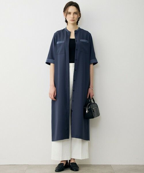 L size ONWARD(大きいサイズ) / エルサイズオンワード ロング・マキシ丈ワンピース | FluidBackSatin シャツワンピース | 詳細1