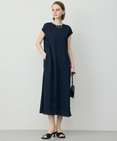 L size ONWARD(大きいサイズ) / エルサイズオンワード ロング・マキシ丈ワンピース | ドライアセテートスラブ フレンチスリーブワンピース | 詳細1